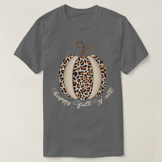 Camiseta Happy Fall Yall Pumpkin Leopard Print Thankding (Diseño del anverso)