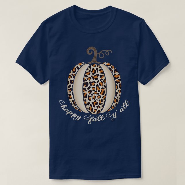 Camiseta Happy Fall Yall Pumpkin Leopard Print Thanksgiving (Diseño del anverso)
