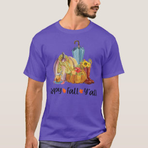 Camiseta Happy Fall Y'all Pumpkin Season Floral Autumn Than
