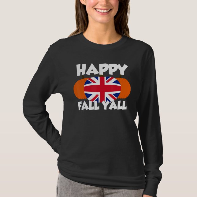 Camiseta Happy Fall Y'all Thanksgiving Pumpkin UK 2 (Anverso)