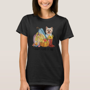 Camiseta Happy Fall Y'all Yorkshire Dog Mom Pumpkin Fall