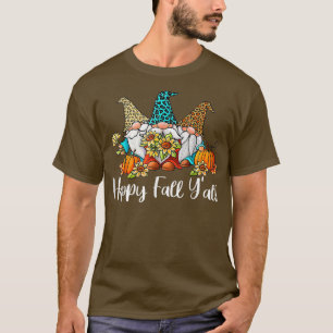 Camiseta Happy Fall YallGnome Leopard Pumpkin de otoño Gnom