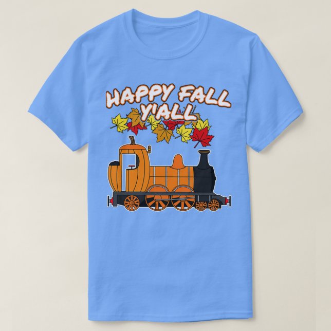 Camiseta Happy Fall Yamp39All Steam Train Pumpkin Railroad (Diseño del anverso)