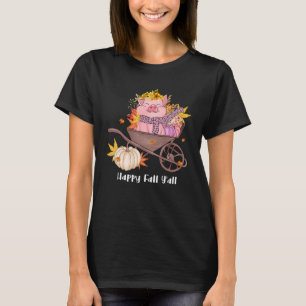 Camiseta Happy Fall Yu2019all Cute Pig Pumpkin Maple Leaves