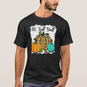 Camiseta Happy Fall Yu2019all Pumpkin Leopard Bleach It's F