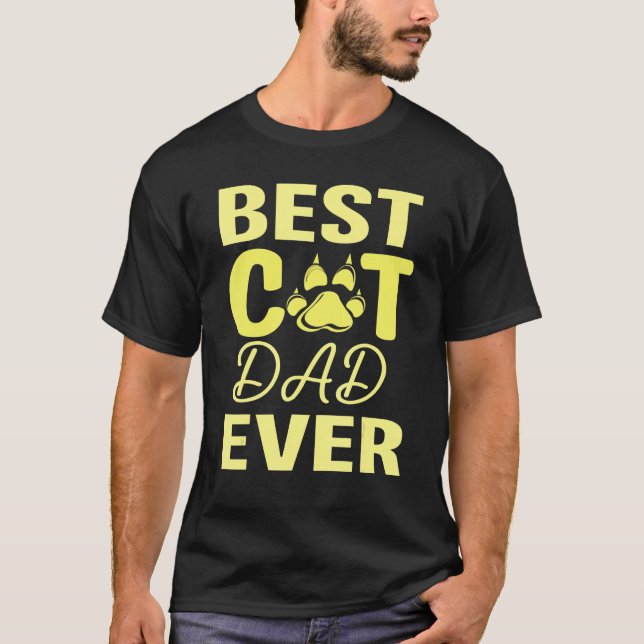 Camiseta Happy Fathers Day Best Cat Dad Ever Daddy Son Daug (Anverso)