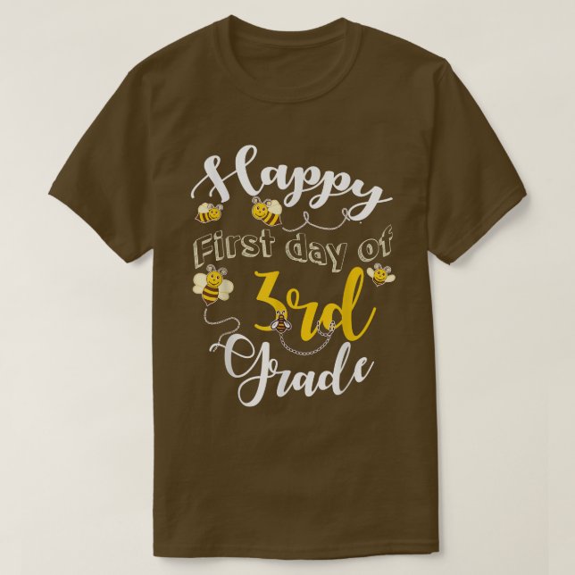 Camiseta Happy First Day Of 3rd Grade Bee Teacher Student B (Diseño del anverso)