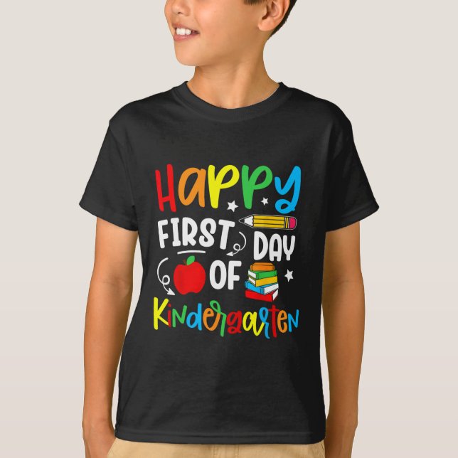 Camiseta Happy First Day Of Kindergarten Back To School Tea (Anverso)