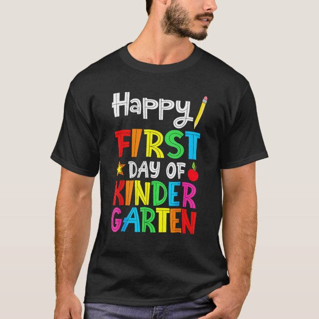 Camiseta Happy First Day Of Kindergarten Teacher Back To Sc (Anverso)