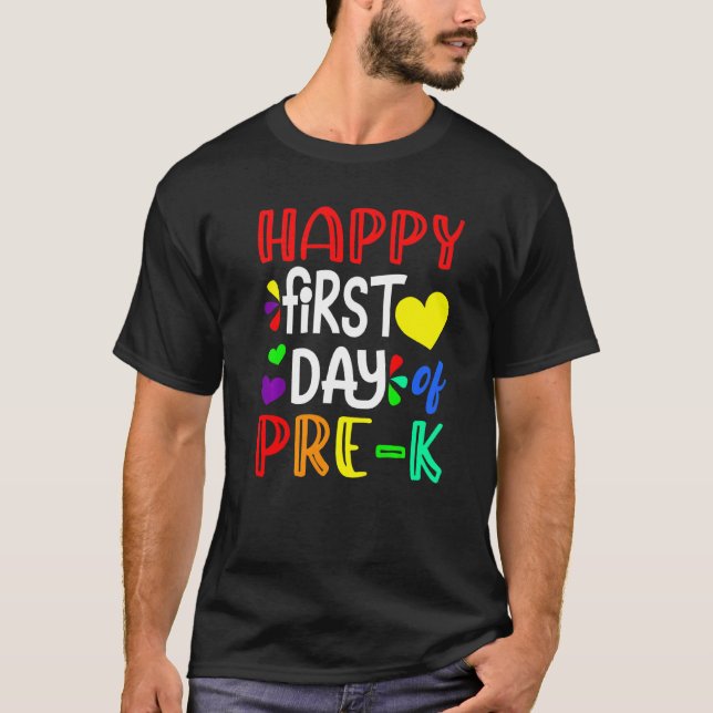 Camiseta Happy First Day Of Pre K Cute Back To School (Anverso)