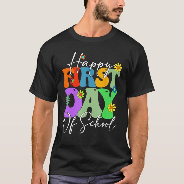 Camiseta Happy First Day Of School Back To School Floral Gr (Anverso)