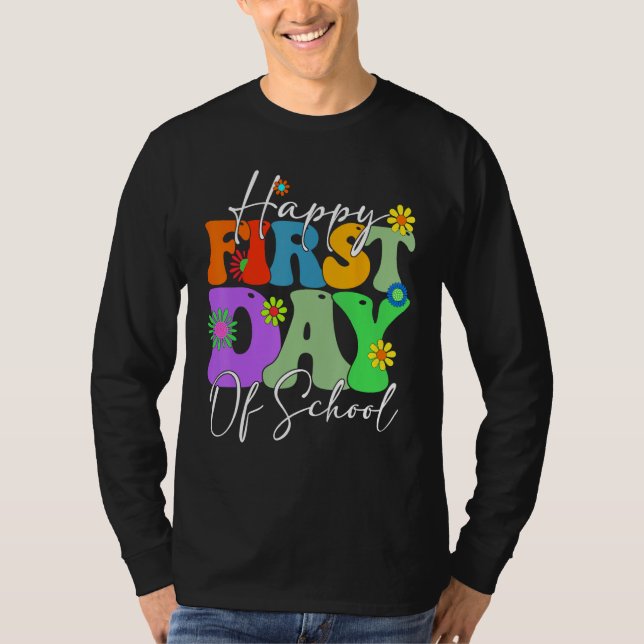 Camiseta Happy First Day Of School Back To School Floral Gr (Anverso)