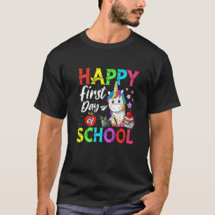 Camiseta Happy First Day Of School Back To School Unicorn