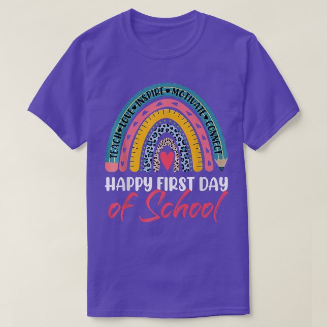 Camiseta Happy First Day Of School Boho Rainbow Funny Back  (Diseño del anverso)