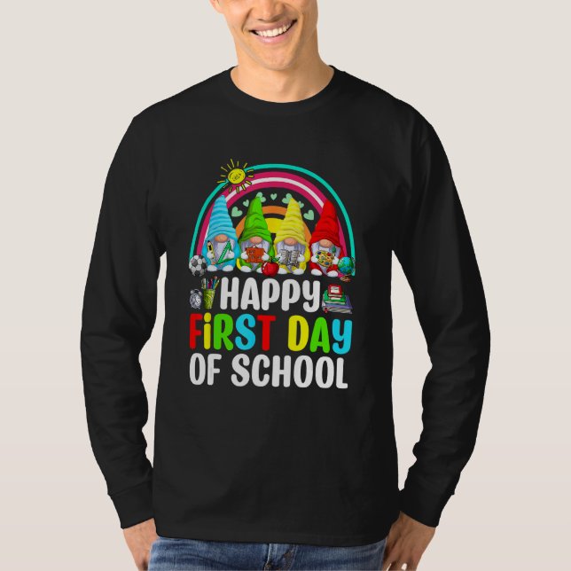 Camiseta Happy First Day Of School Cute Gnomes Teachers Stu (Anverso)