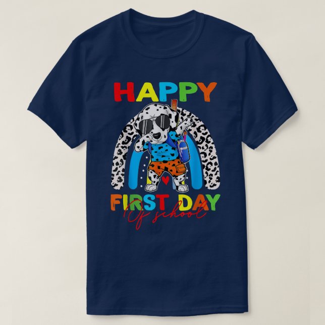 Camiseta Happy First Day Of School Funny Dalmatian Dog Back (Diseño del anverso)