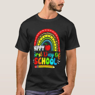 Camiseta Happy First Day Of School Rainbow Teacher Student