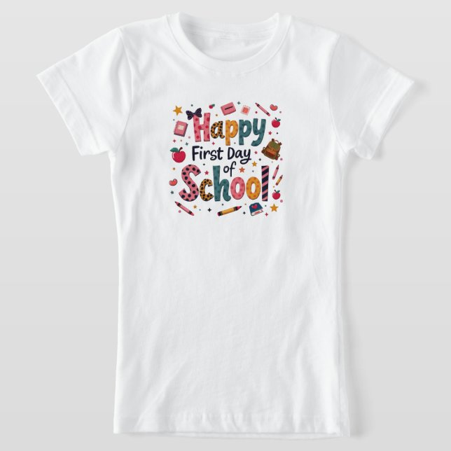 Camiseta Happy First Day of School T-Shirt for Girls (Distribución)