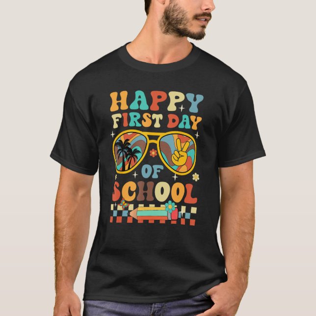 Camiseta Happy First Day of School Teacher Kid Welcome Back (Anverso)