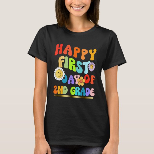 Camiseta Happy First Day Of Second 2nd Grade Groovy Teacher (Anverso)