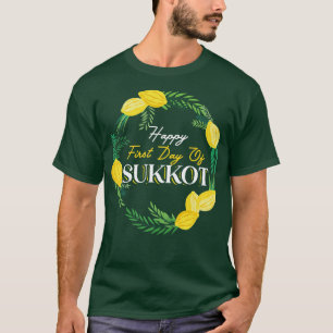 Camiseta Happy First Day Of Sukkot Lulav Palm Tree Israelit