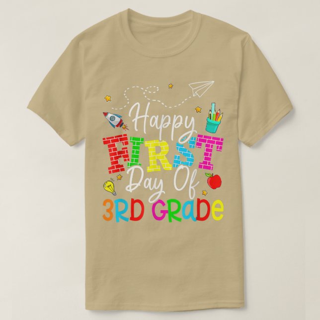 Camiseta Happy First Day Of Third Grade Teacher Back To Sch (Diseño del anverso)