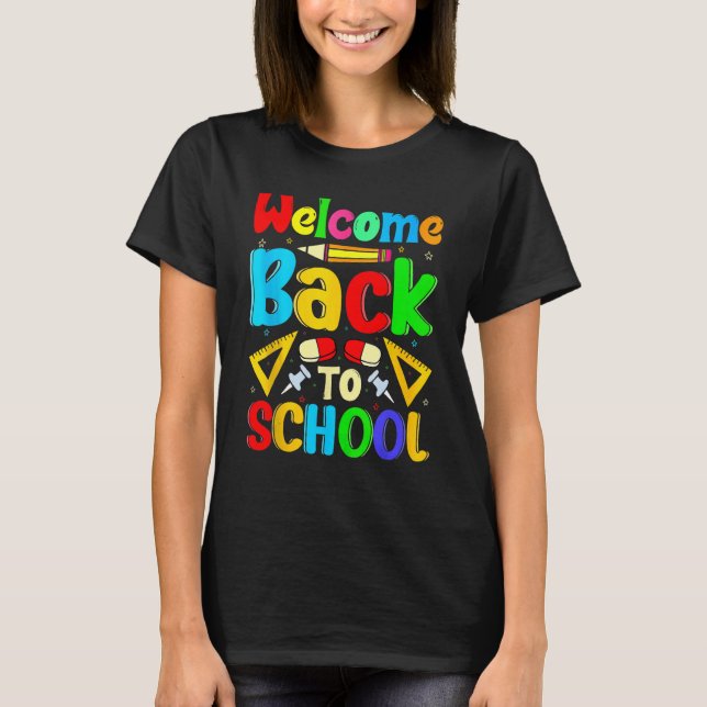 Camiseta Happy First Day School Welcome Back To School Cute (Anverso)
