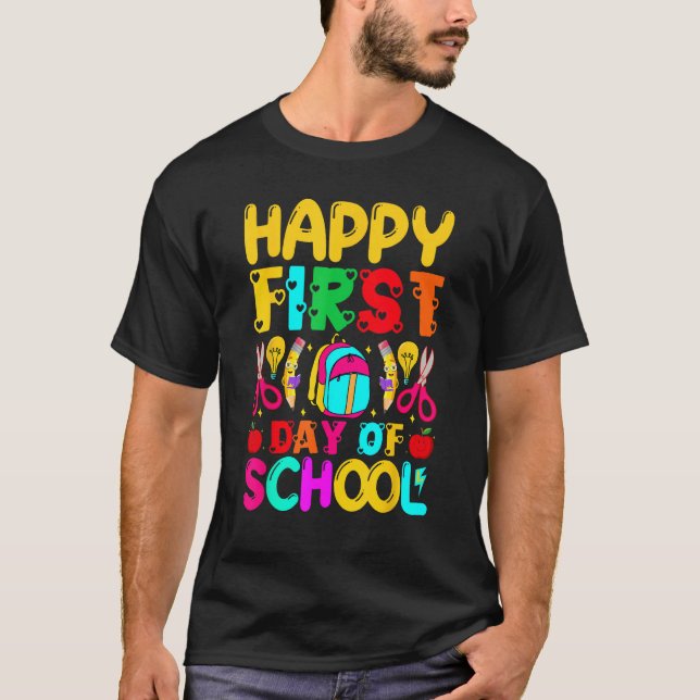 Camiseta Happy First Day School Welcome Back To School Cute (Anverso)