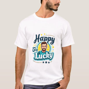 Camiseta Happy Go Lucky: Hombre sonriente con vibraciones p