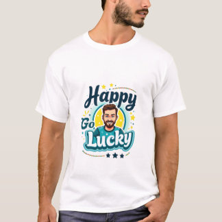 Camiseta Happy Go Lucky: Hombre sonriente con vibraciones p
