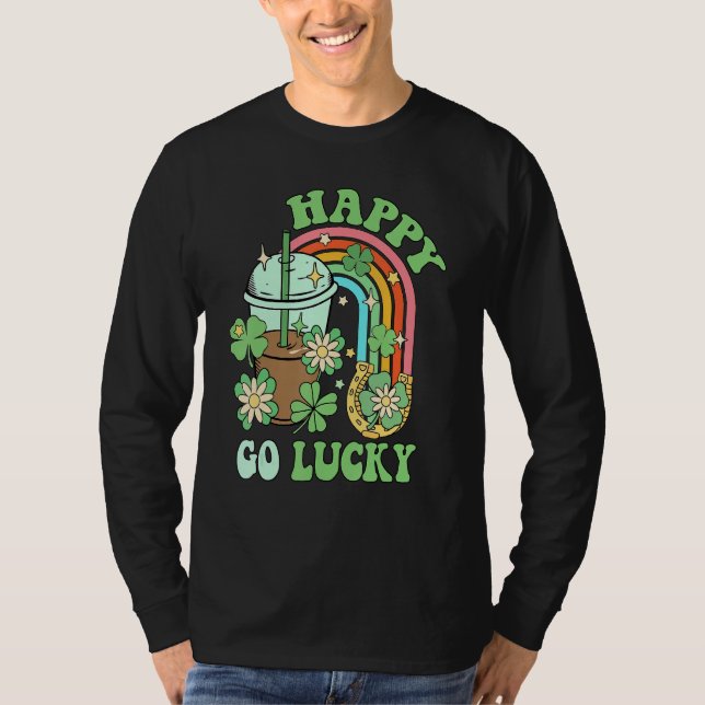 Camiseta Happy Go Lucky Ice Coffee Lover Shamrock St.Patric (Anverso)