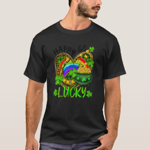 Camiseta Happy Go Lucky Leopard Green Buffalo Plaid St Patr