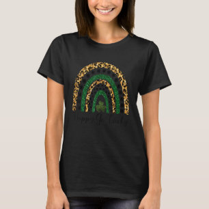 Camiseta Happy Go Lucky St Patrick S Day Leopardo Arcoiris 