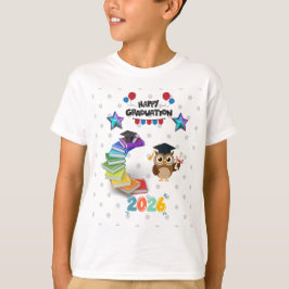 Camiseta Happy Graduation 2026 - Cute Owl & Books 