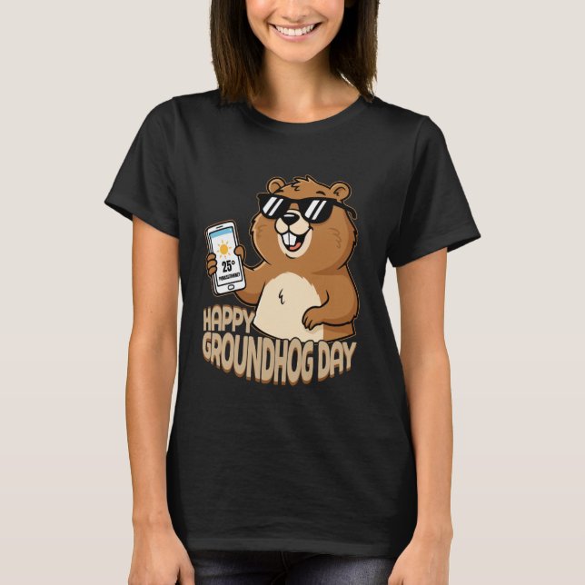 Camiseta Happy Groundhog Day Cute Woodchuck Funny Groundhog (Anverso)