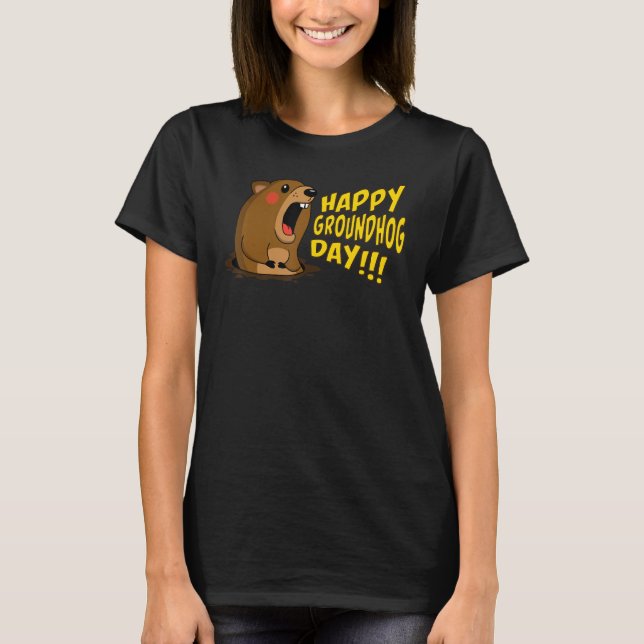 Camiseta Happy Groundhog Day February 2nd, Cute Groundhog C (Anverso)