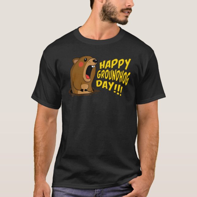 Camiseta Happy Groundhog Day February 2nd, Cute Groundhog C (Anverso)