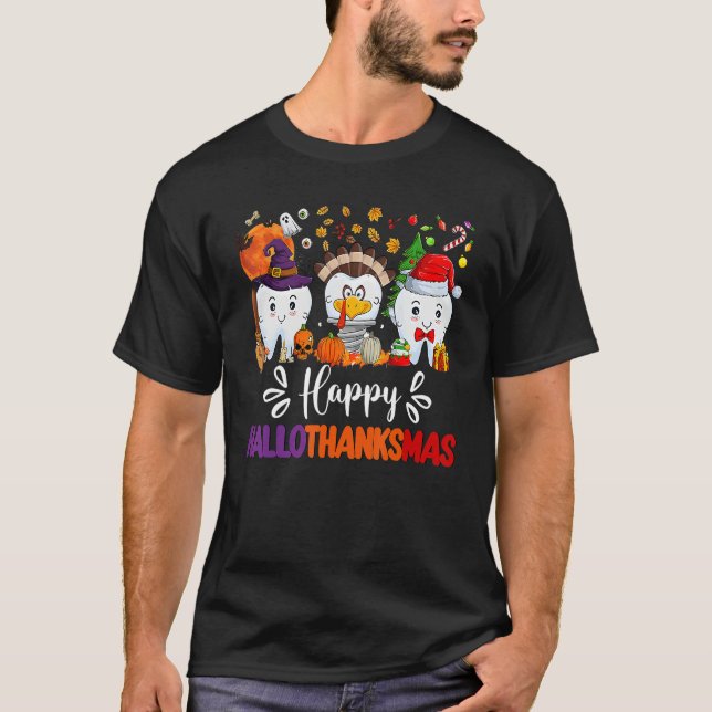 Camiseta Happy HalloThanksMas Dental Boo Crew Dentist Assis (Anverso)