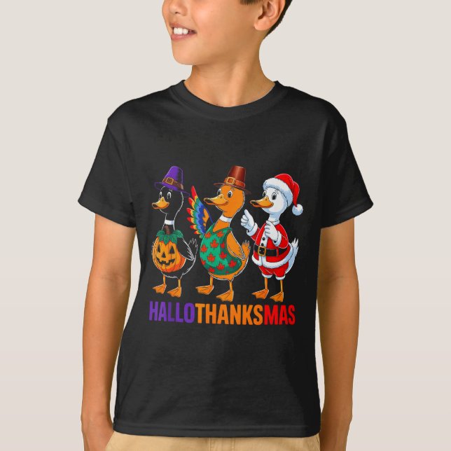 Camiseta Happy Hallothanksmas Duck Lover Halloween Merry Ch (Anverso)