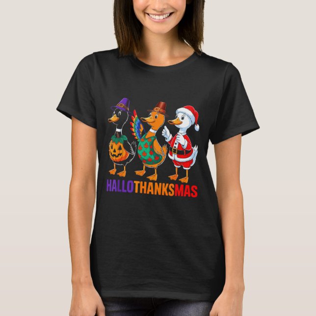 Camiseta Happy Hallothanksmas Duck Lover Halloween Merry Ch (Anverso)