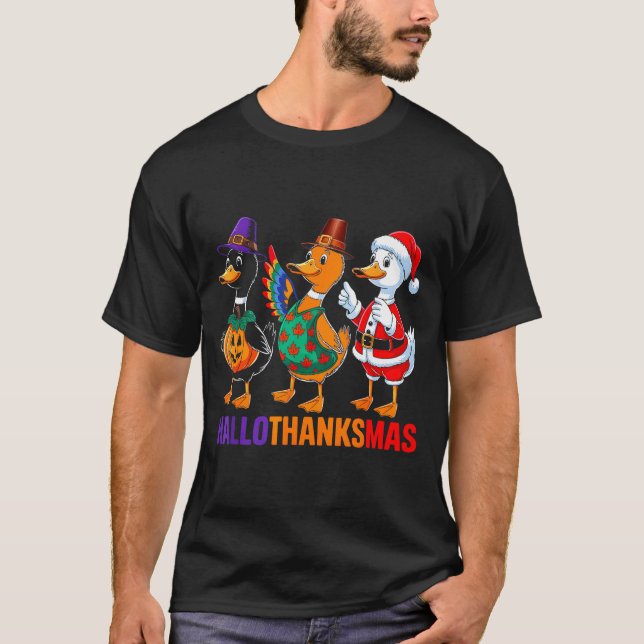Camiseta Happy Hallothanksmas Duck Lover Halloween Merry Ch (Anverso)