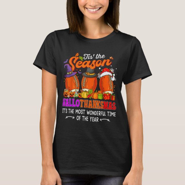 Camiseta Happy Hallothanksmas Funny Halloween Thanksgiving  (Anverso)