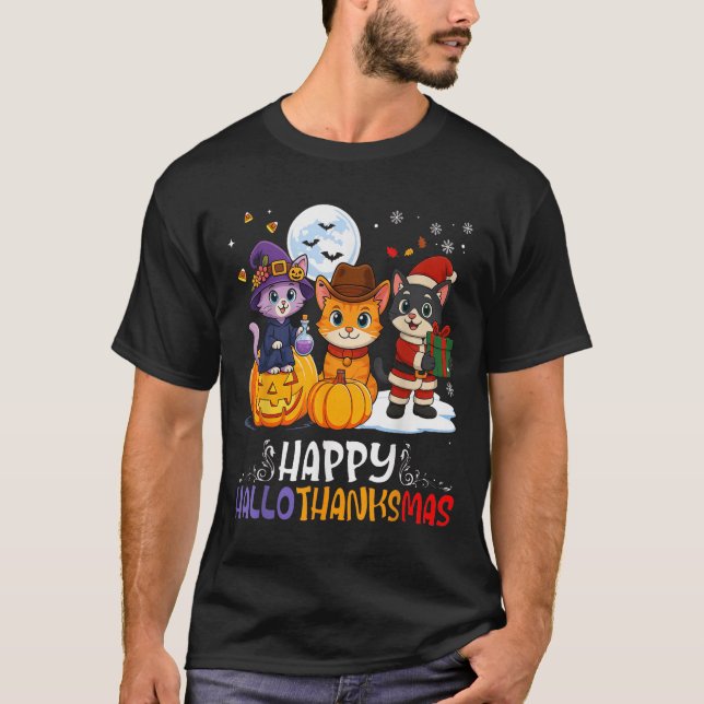 Camiseta Happy Hallothanksmas Funny Halloween Thanksgiving  (Anverso)