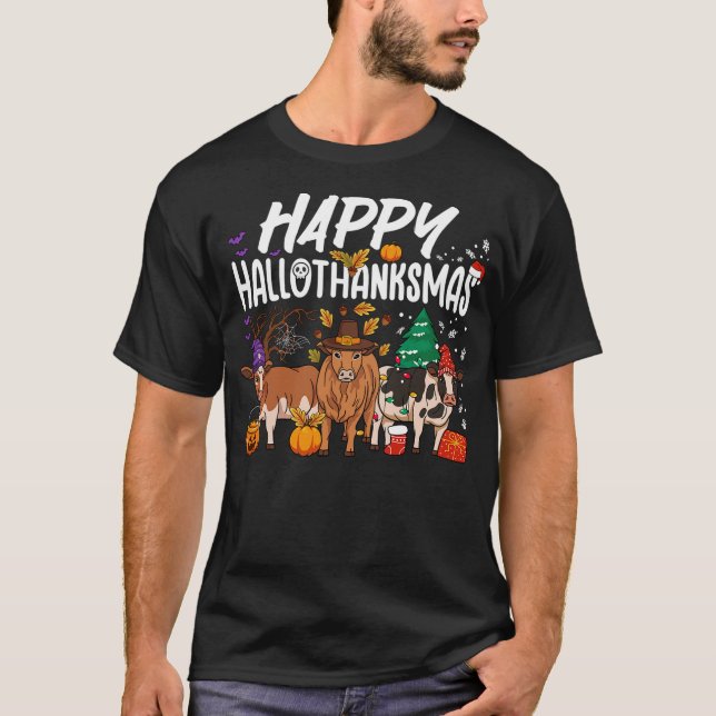 Camiseta Happy HalloThanksMas Halloween Thanksgiving Christ (Anverso)