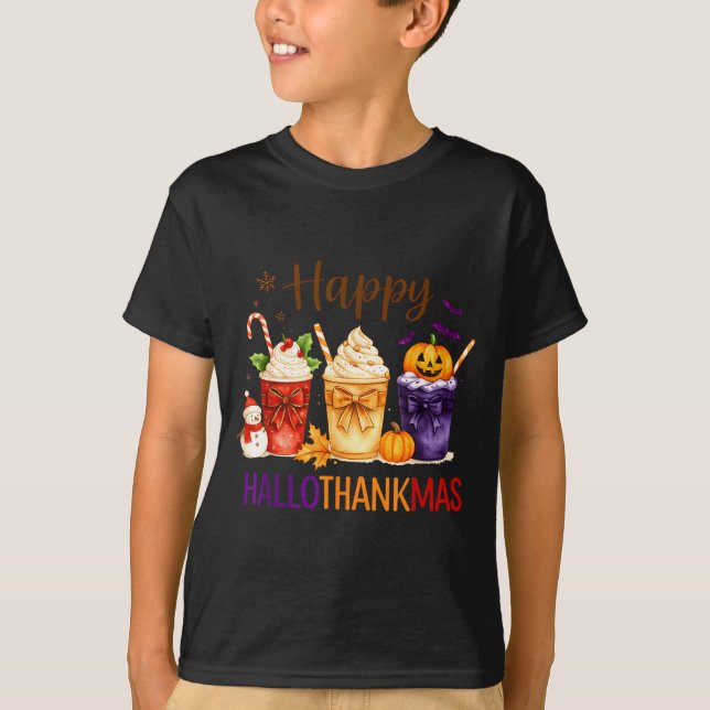 Camiseta Happy Hallothanksmas Halloween Thanksgiving Xmas O (Anverso)