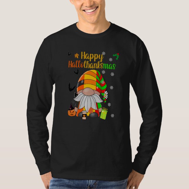 Camiseta Happy HalloThanksmas HallowThanksmas Gnome Hat Pum (Anverso)