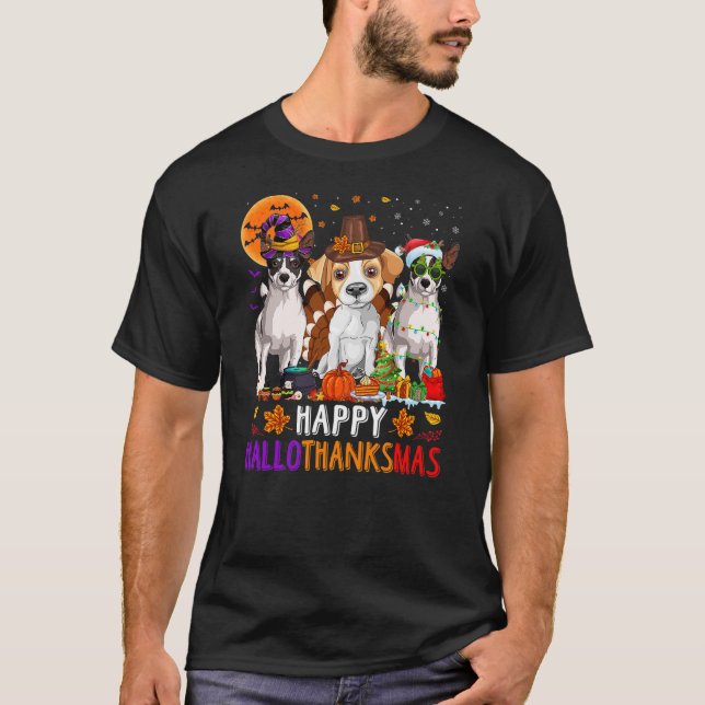 Camiseta Happy Hallothanksmas Jack Russell Terrier Dog Hall (Anverso)