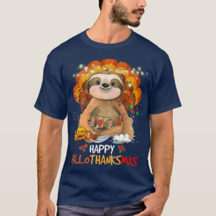 Camiseta Happy Hallothanksmas Sloth Lover Halloween Thanksg
