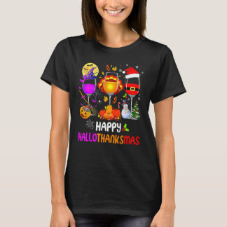 Camiseta Happy Hallothanksmas Wine Glasses Halloween Thanks