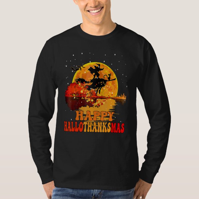 Camiseta happy hallothanksmas witch moon funny (Anverso)